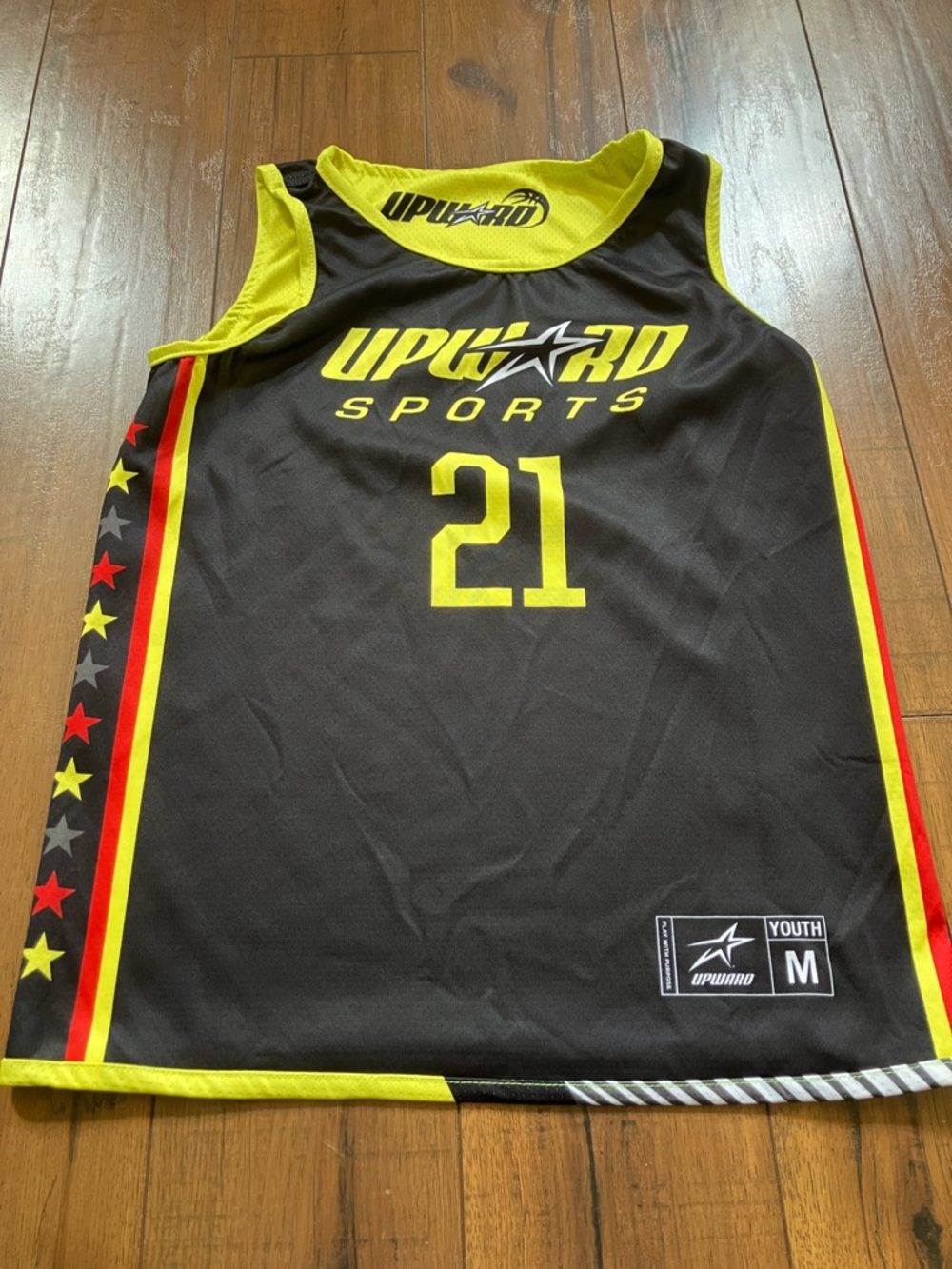 Upward Sports Black & Neon Yellow Basketball Jersey Reversible - Size Medium